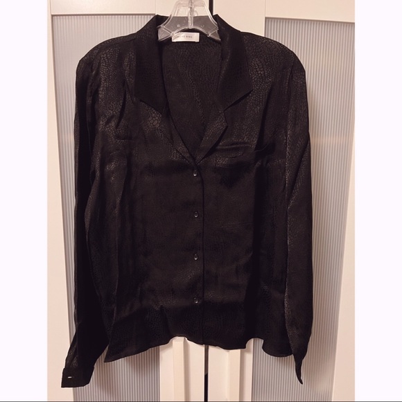 NWOT Anine Bing Lilah Print Blouse Black Snake Print - Picture 10 of 14